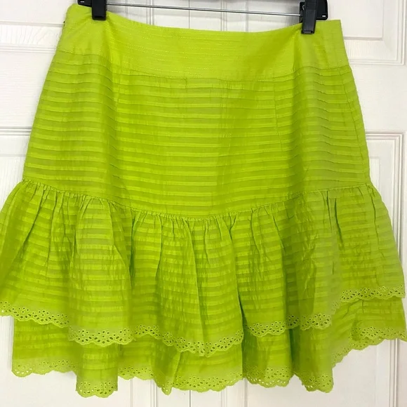 FARM Rio Skirt Neon Green Ruffled Mini Skirt size Large - Picture 4 of 11